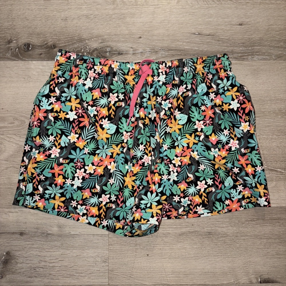 Chubbies Swim Trunks 4 Inch Seam Floral Toucan Men's Medium Multicolor